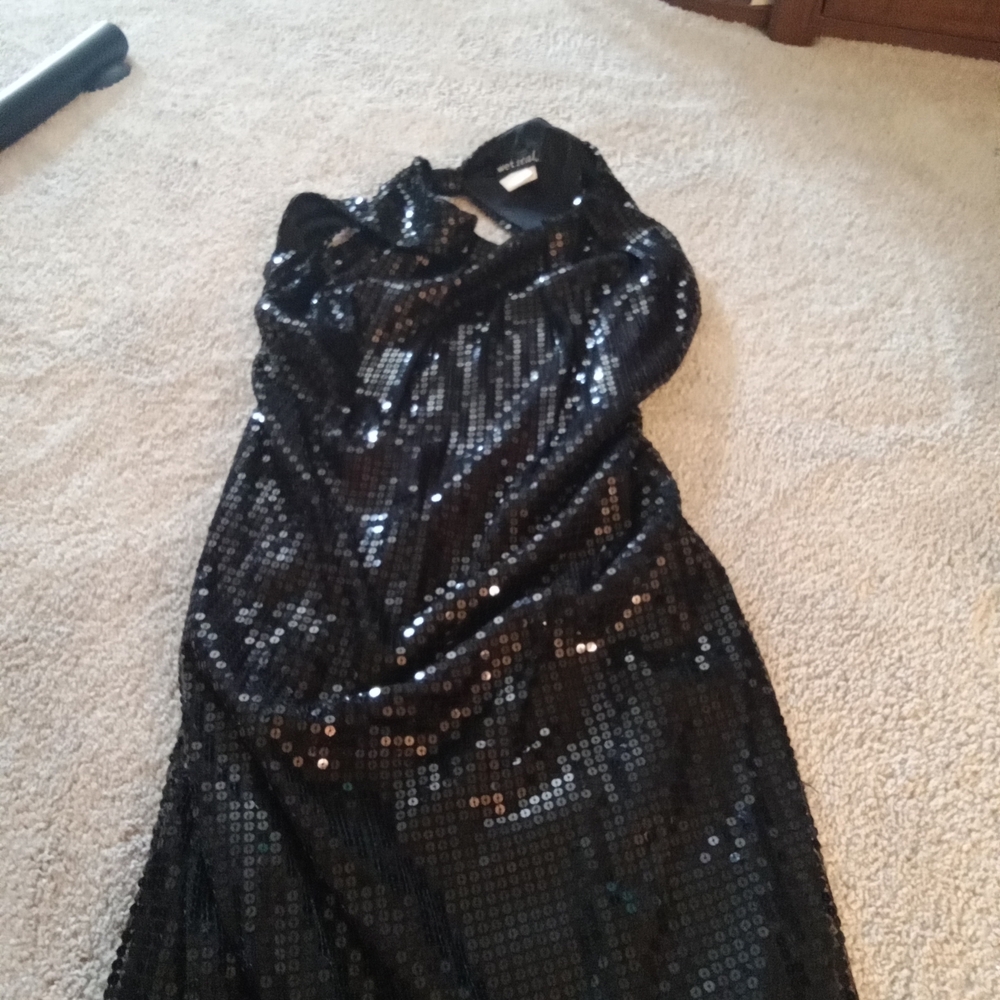 Wet Seal Black Sequin One Shoulder Dress
